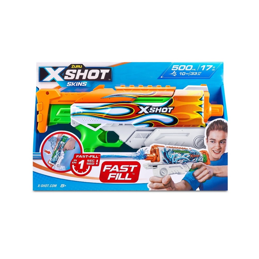 X-Shot Water Fast-Fill Skins Hyperload Water Blaster by ZURU for Ages 3-99